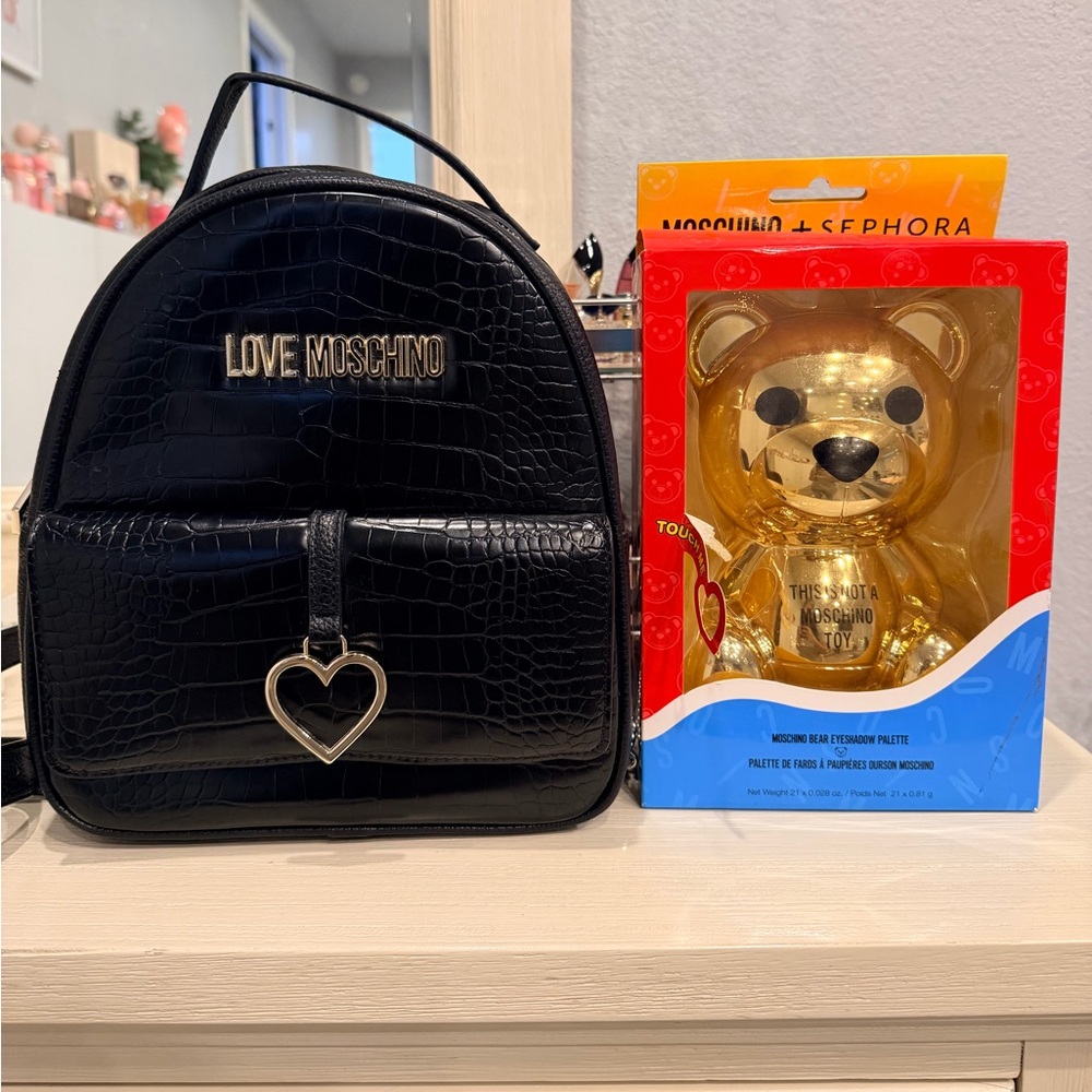 Love Moschino backpack and Eyeshadow Palette